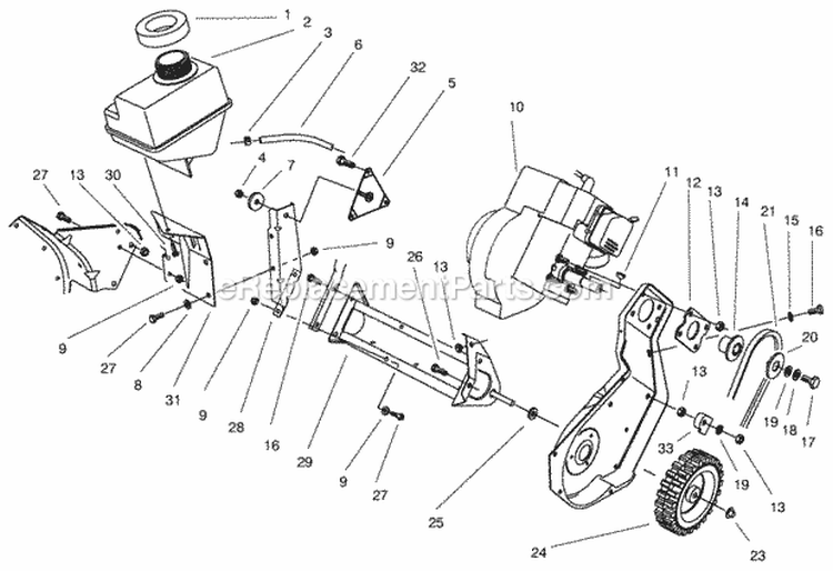 Engine & Frame Assembly Diagram and Parts List for 28222 8900001-8999999 - 1998 Lawn Boy Snow Blower